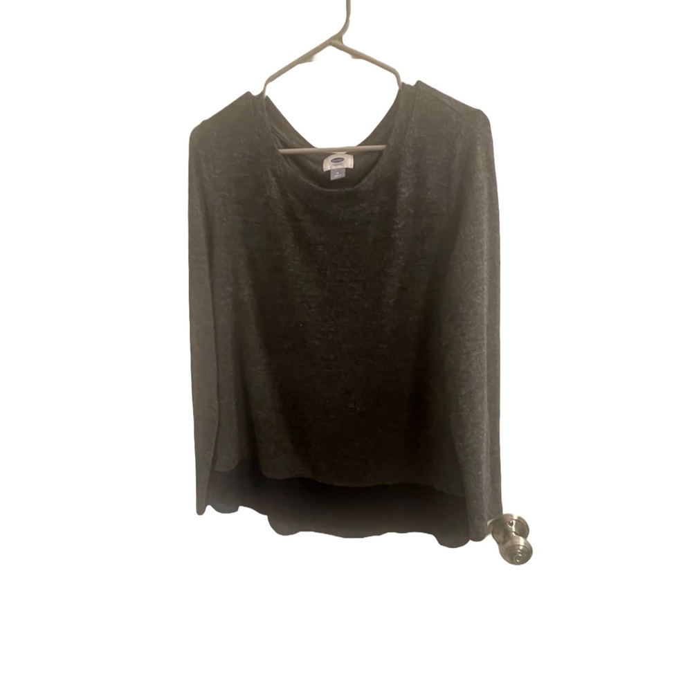 Old Navy medium Women's Gray Long Sleeve Top w/sheer hem measurements in pics